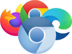 4 Browser Logos - Firefox, Chrome, Edge und Chromium